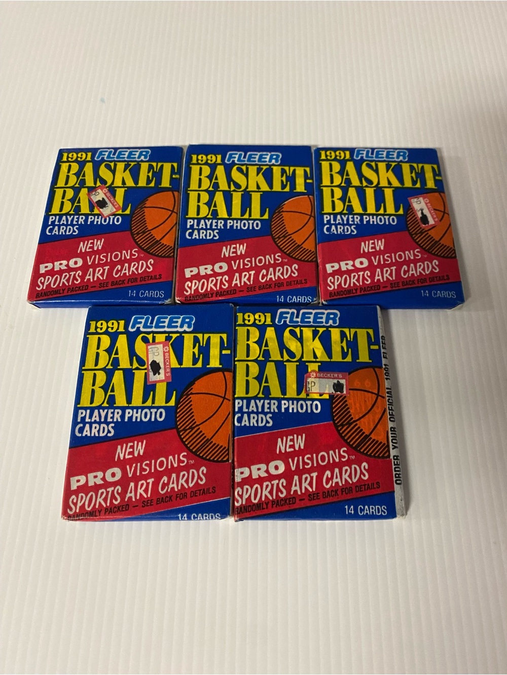 Lot Of 5 Sealed 1991 Fleer Basketball Card Packs